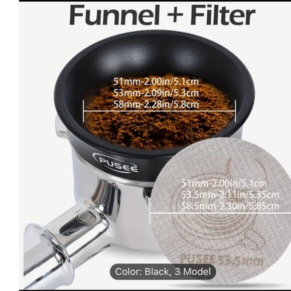 NWT ~ Stainless Steel 8 Magnets Espresso Dosing Funnel & Puck Screen Filter - Picture 5 of 6